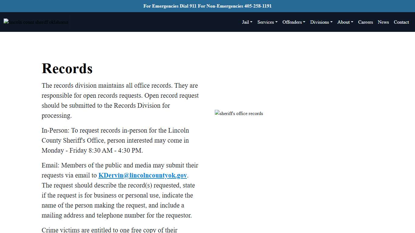 Records & Open Records Requests Lincoln County Sheriff's Office, OK